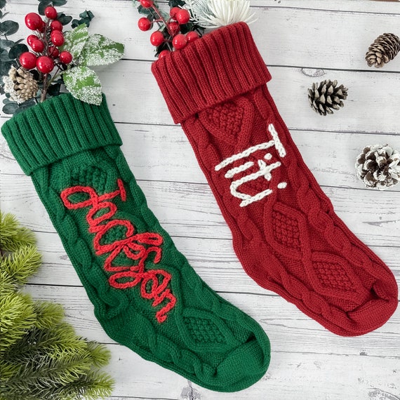 Personalized Embroidered Christmas Stocking,Knitted Christmas Stockings,Personalized Family Christmas Stockings,Holiday Stockings