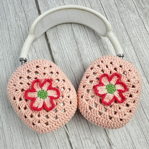 Pink Flower Crochet Airpods Max Headphone Cover | Crochet Pink AirPods Max Case | Cloud Design | AirPod Max Case | Handmade | Gift for Her