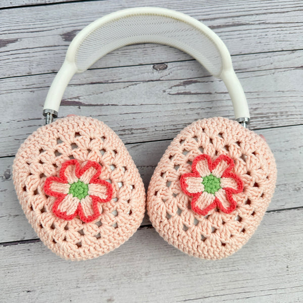 Pink Flower Crochet Airpods Max Headphone Cover | Crochet Pink AirPods Max Case | Cloud Design | AirPod Max Case | Handmade | Gift for Her