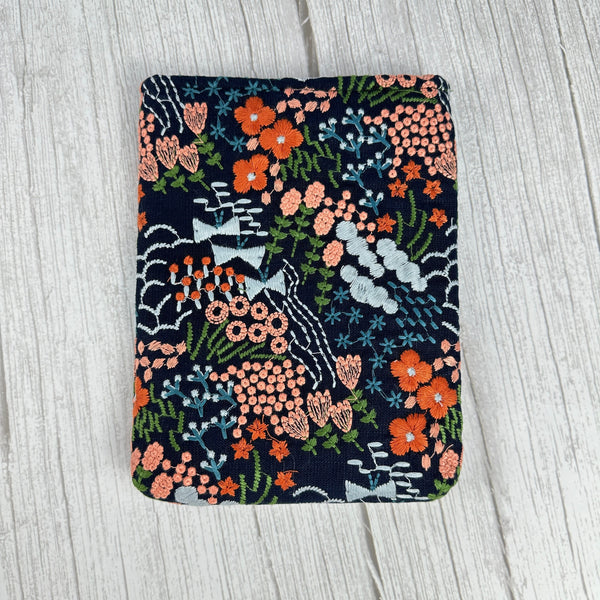 Navy blue flower embroidery Kindle protective case, Paperwhite and Oasis protective case, e-reader protective case,,Bookish gifts,Book Purse