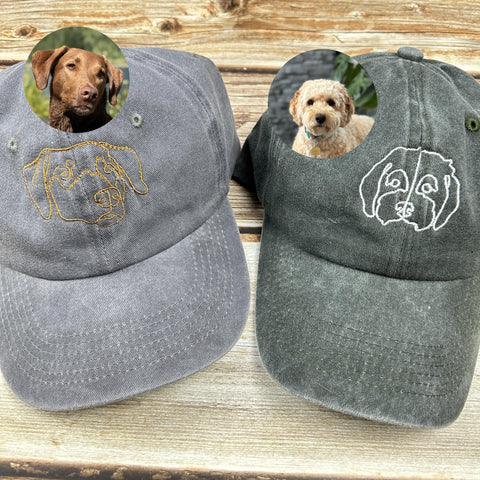 Personalized Baseball Cap,Using Your Pet Dog Photo,Custom Embroidered Pet Hat, Custom Embroidered Pet Cat Hat,Custom Line pet photo hat