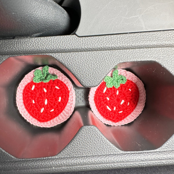 Strawberry Crochet Car Steering Wheel Cover,Strawberries design,Steering wheel cover,Woman Car Accessories,New Car Gifts