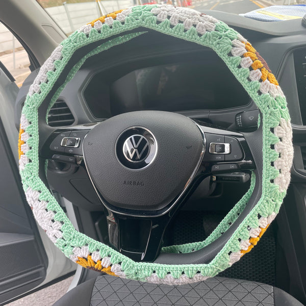 Sun and moon car steering wheel cover,Crochet car seat cover,Car decoration,New car gift,Gift for her,Car Accessories for Women,Mother's Day