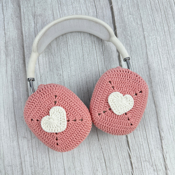Crochet Airpods Max Headphone Covers | Crochet Pink AirPods Max Case |Hearts Design|AirPod Max Cover | Handmade |Sony XM5 Cover