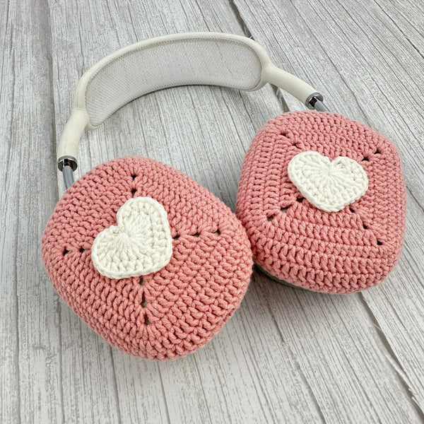Crochet Airpods Max Headphone Covers | Crochet Pink AirPods Max Case |Hearts Design|AirPod Max Cover | Handmade |Sony XM5 Cover