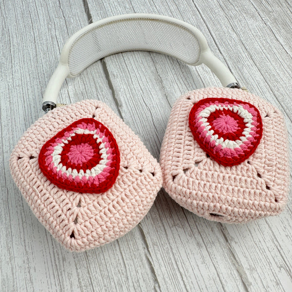 Crochet Airpods Max Headphone Covers | Crochet Pink AirPods Max Case |Hearts Design|AirPod Max Cover | Handmade| Gifts For Her